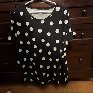 Ann Taylor Factory Black and White Polka Dot Tee | Size XL